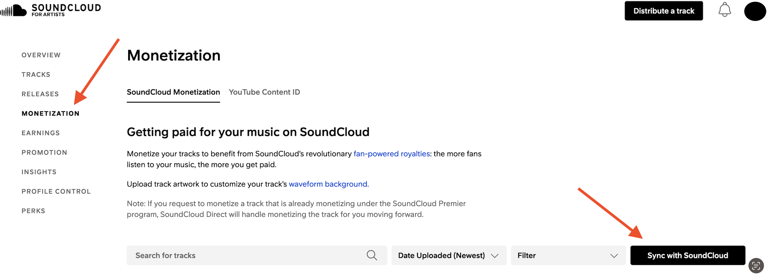 Enabling Monetization with SoundCloud for Artists dashboard