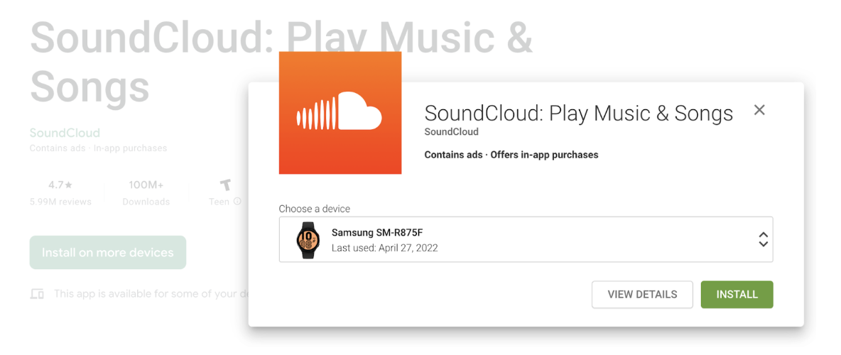 Soundcloud store galaxy watch